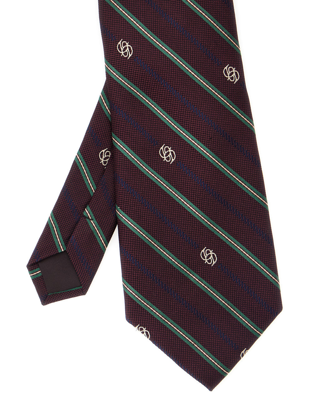 La Cravate Rayure Monogramme Bordeaux Tie With All-Over Striped Motif And Logo Embroidery Silk Man Papillon Ties