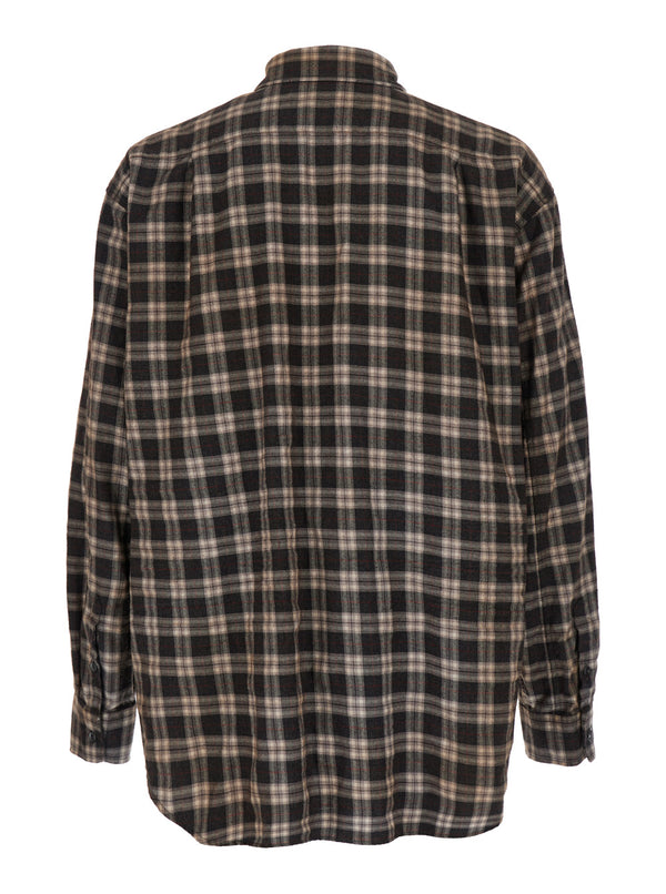 Brown Shirt With Tie Detail Cotton