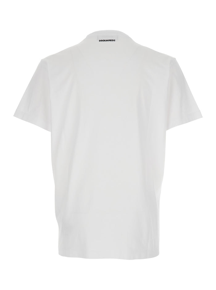 White T-Shirt with Logo on the Front in Cotton Man Tshirts And Polo Shirts