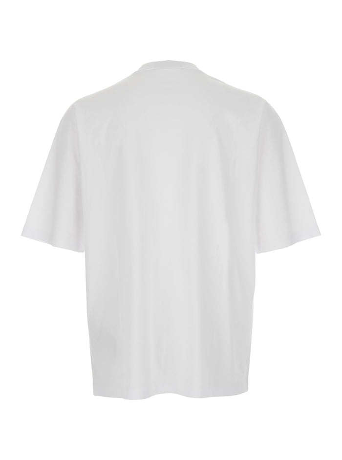 D2 x Magliano White Crewneck T-Shirt with Maxi Print on the Front in Cotton Man Tshirts And Polo Shirts