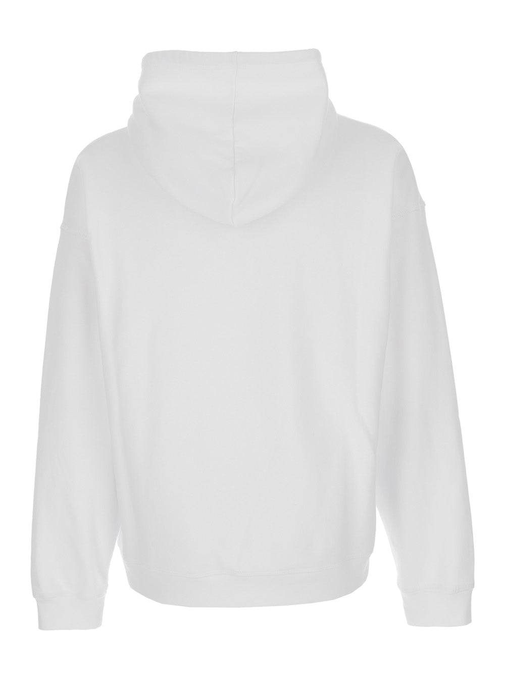 D2 x Magliano White Hoodie with Drawstring Hood Maxi Print on the Front in Cotton Man Sweatshirts