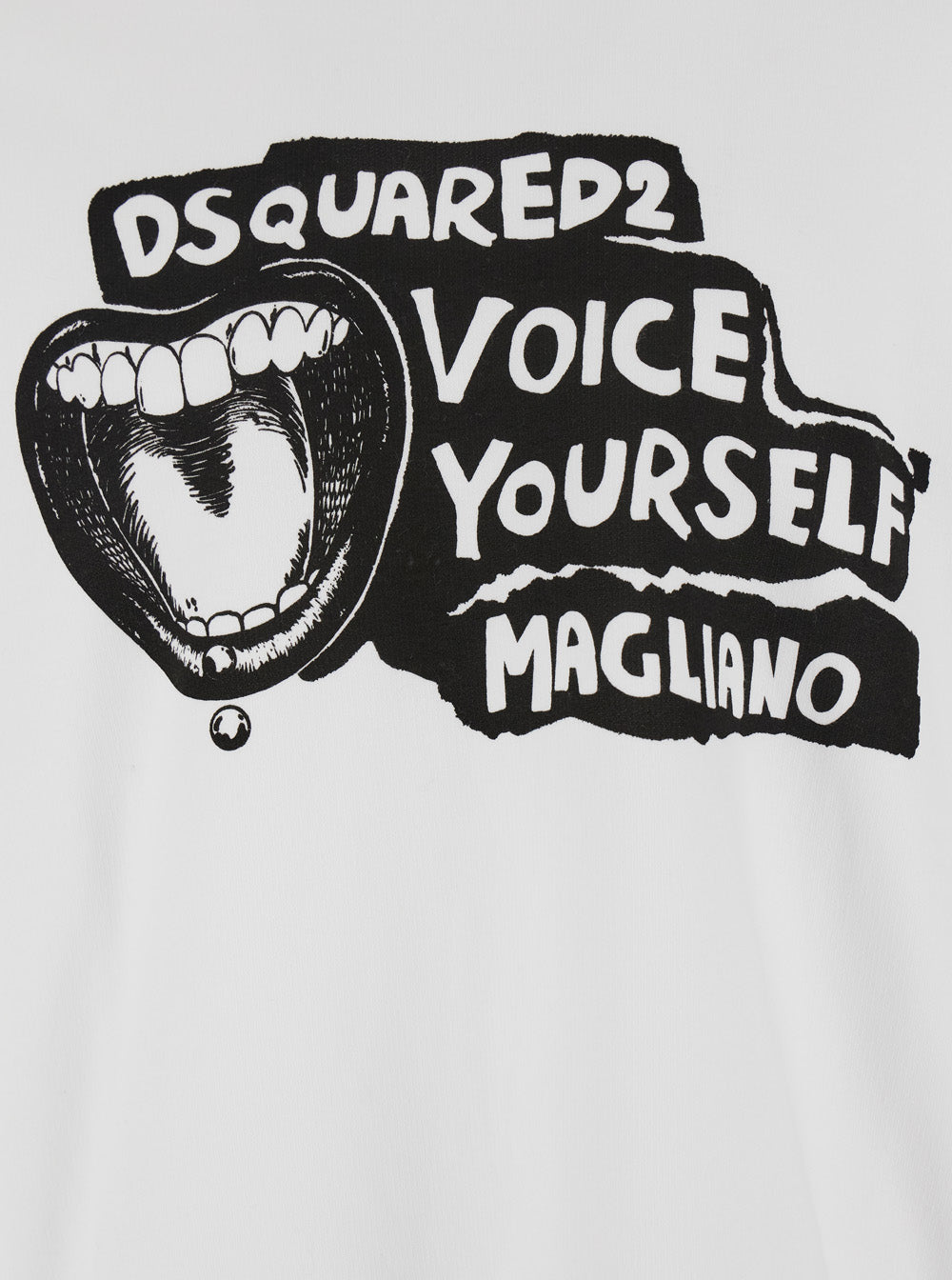 D2 x Magliano White Hoodie with Drawstring Hood Maxi Print on the Front in Cotton Man Sweatshirts