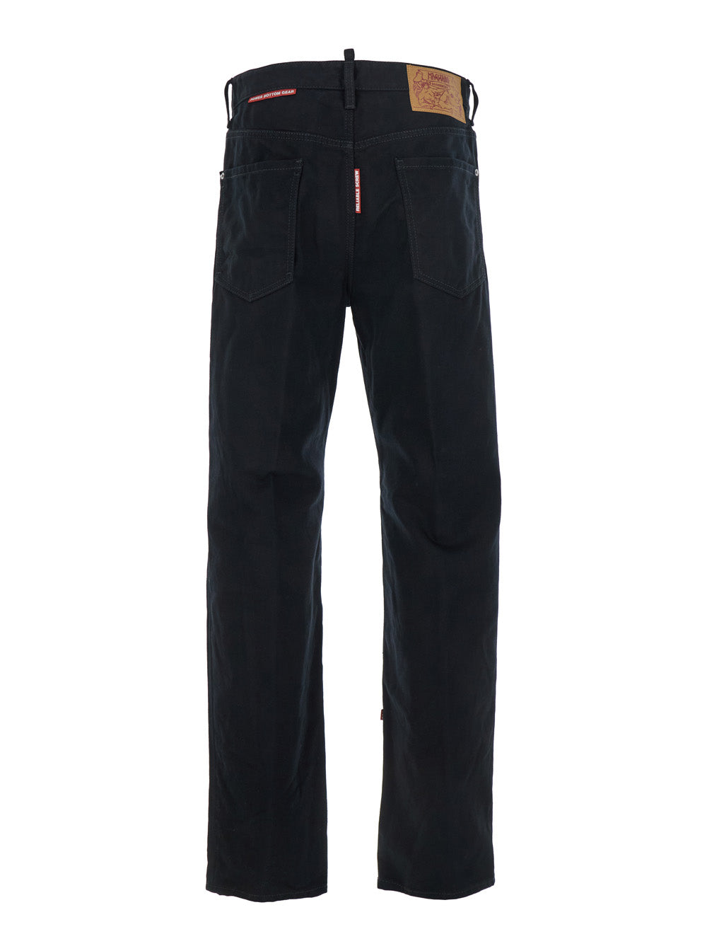 D2 x Magliano Black Jeans with Belt Loops and Logo Patch on the Rear in Denim Man Cotton