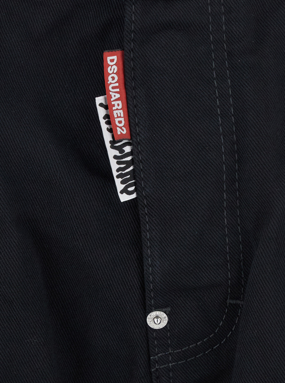 D2 x Magliano Black Jeans with Belt Loops and Logo Patch on the Rear in Denim Man Cotton