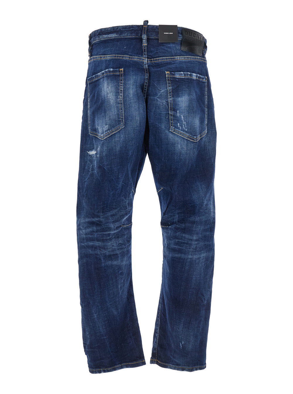 Ducati X D2 Blue Jeans With Logo Patch On The Rear And Belt Loops Denim Man Blu Cotton Elastane