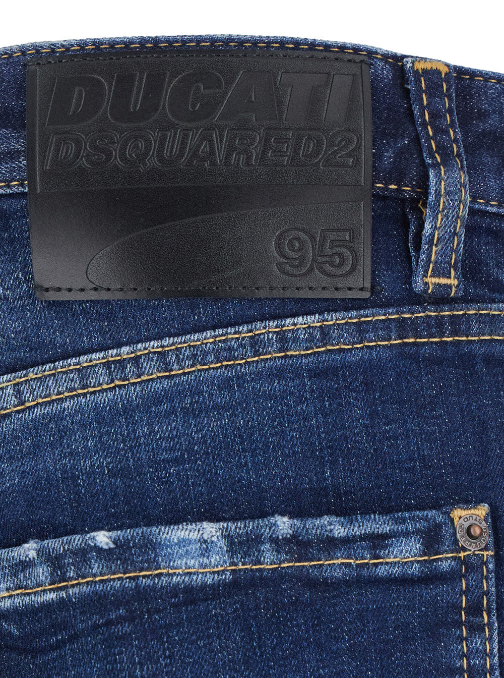 Ducati X D2 Blue Jeans With Logo Patch On The Rear And Belt Loops Denim Man Blu Cotton Elastane