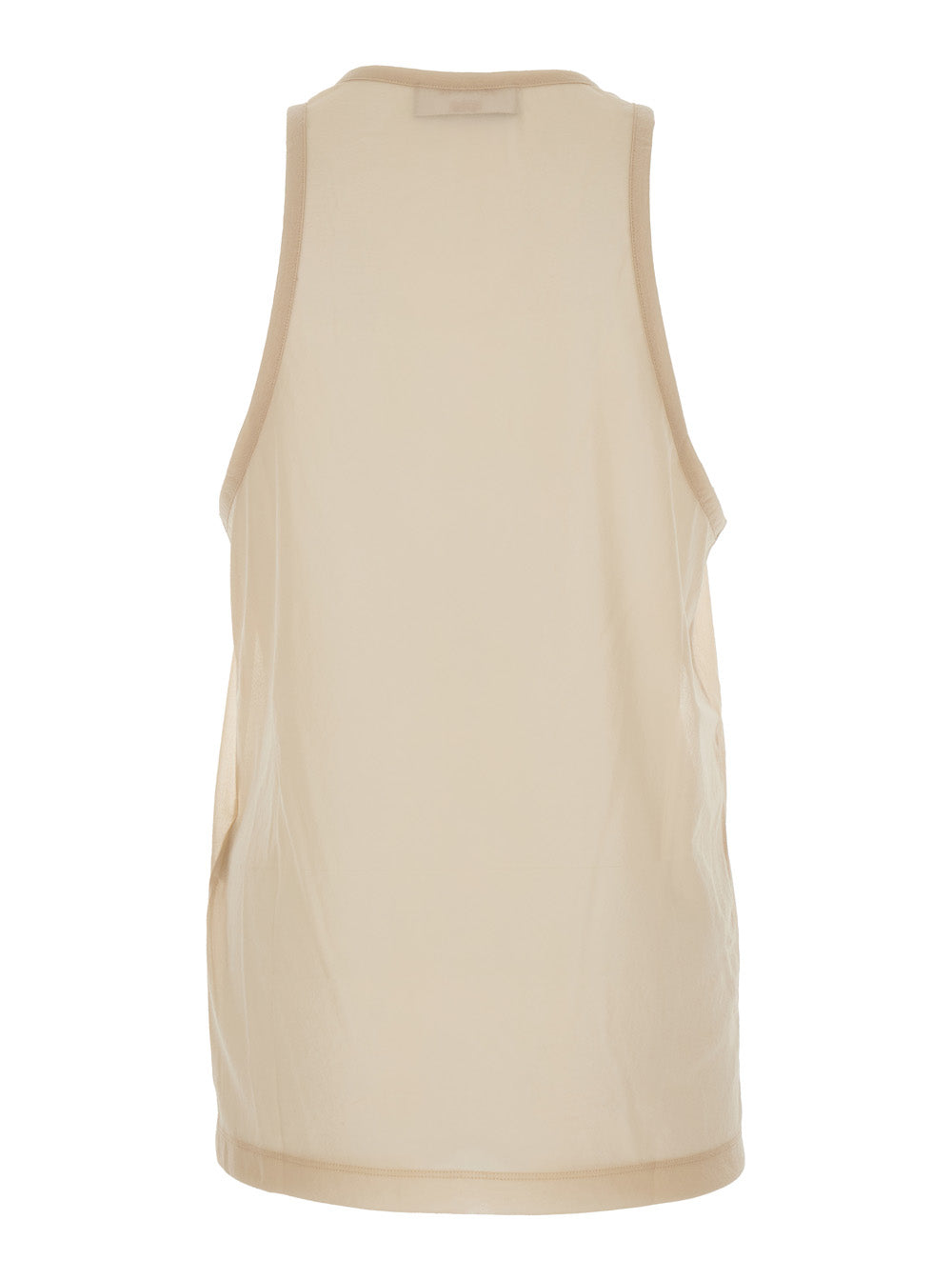 D2 x Magliano Beige Sleeveless Top with Logo Lettering on the Front in Cotton Man Tops
