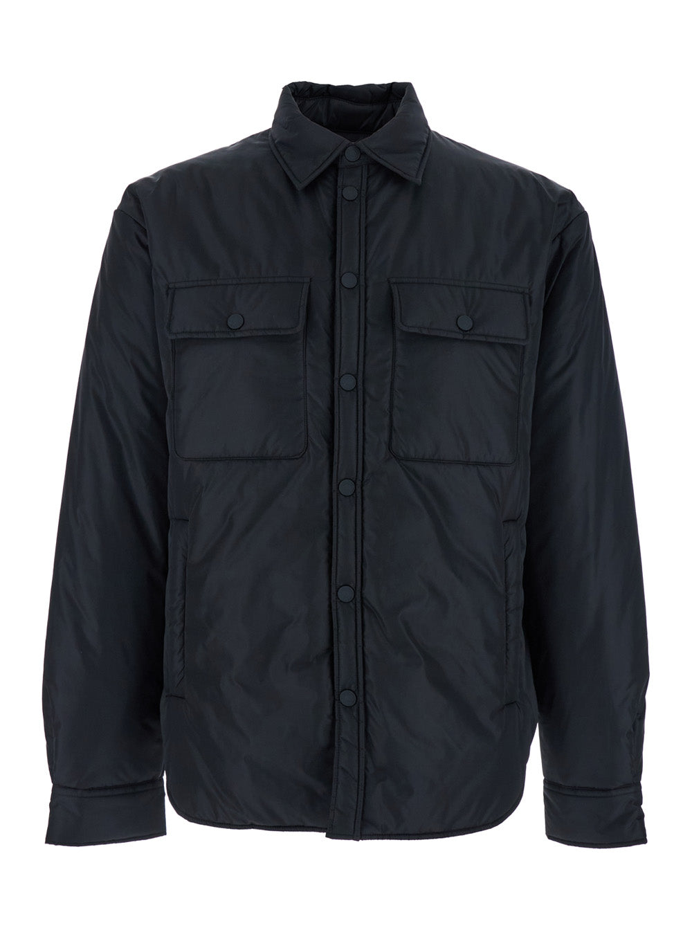 Black Jacket with Classic Collar and Logo Print on the Rear in Tech Fabric Man Polyamide Outerwear