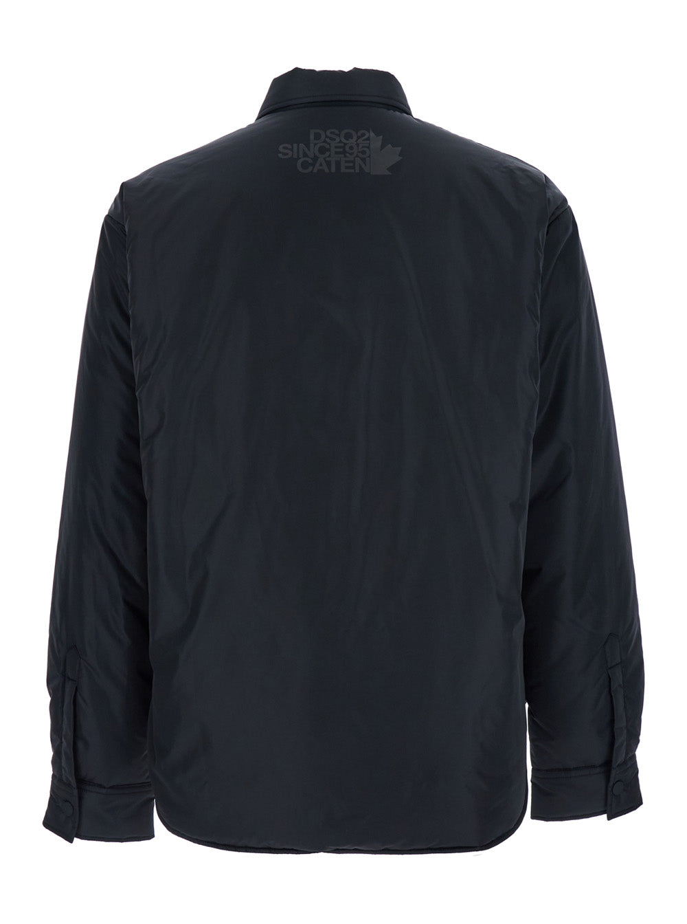 Black Jacket with Classic Collar and Logo Print on the Rear in Tech Fabric Man Polyamide Outerwear
