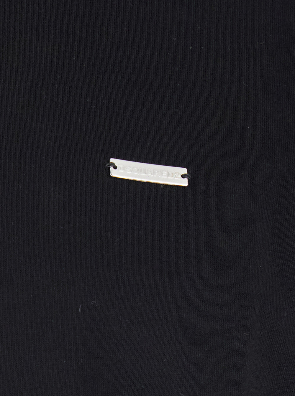 Black Crewneck T-Shirt with Patch Logo on the Front in Cotton Man Tshirts And Polo Shirts