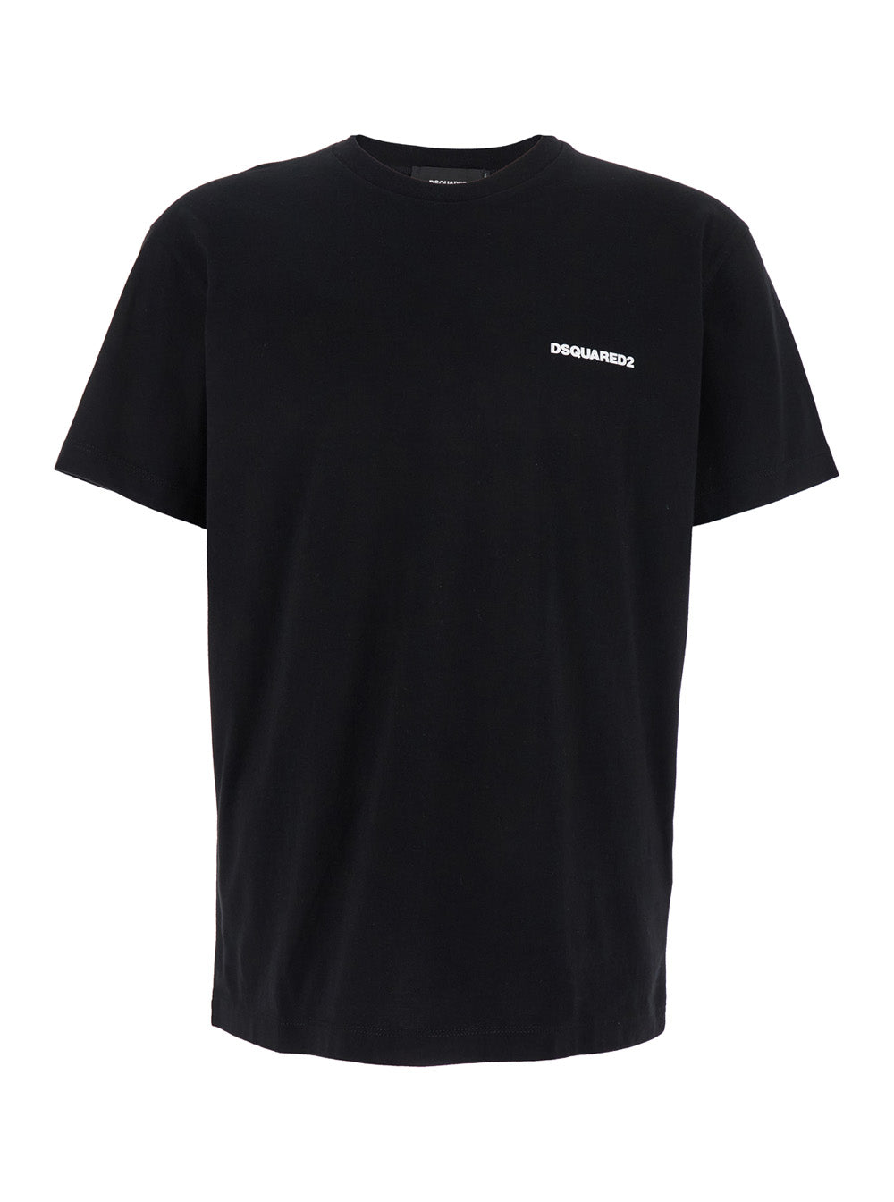 Black Crewneck T-Shirt With Front Logo And Graphic Print On The Back Cotton Man Tshirts Polo Shirts