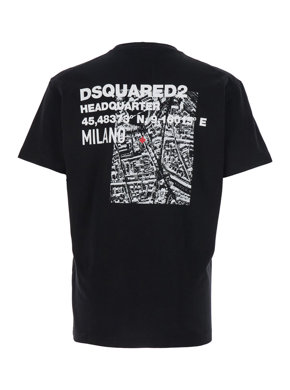Black Crewneck T-Shirt With Front Logo And Graphic Print On The Back Cotton Man Tshirts Polo Shirts