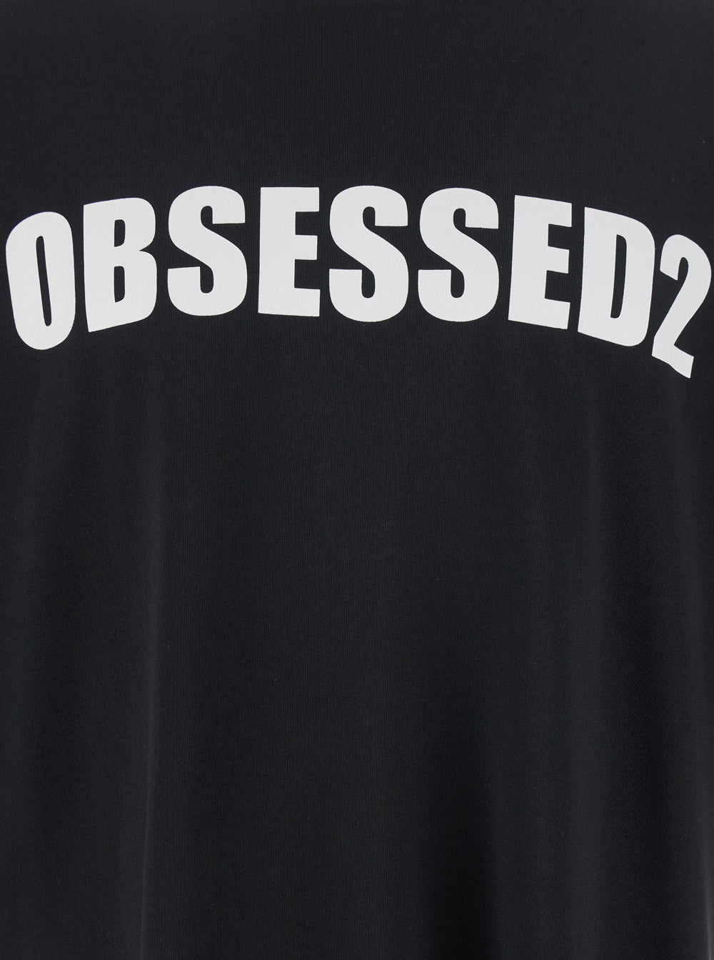 Black Crewneck T-Shirt with Maxi Logo Lettering on the Front in Cotton Man Tshirts And Polo Shirts