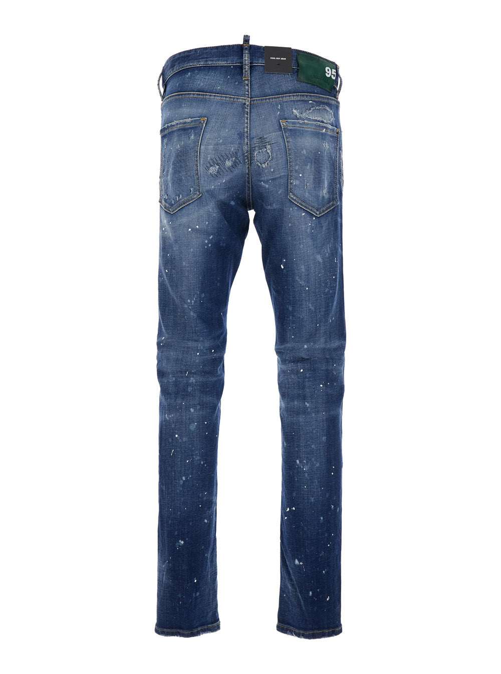 Cool Gut Blue Jeans with Belt Loops and All-Over Painted Details in Denim Man Blu Cotton Elastane
