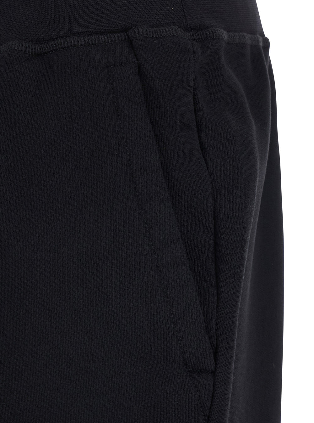 Black Pants with Elastic Waist and Logo Lettering on the Leg in Cotton Man Trousers