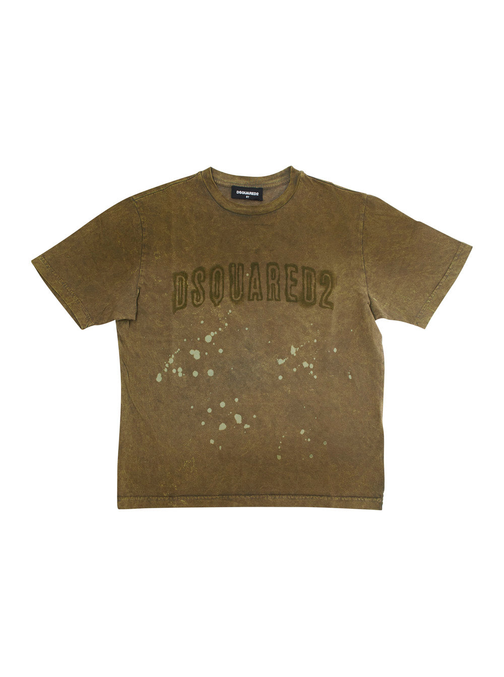 Green Crewneck T-Shirt With Maxi Print On The Front Cotton Boy Tshirts And Polo Shirts