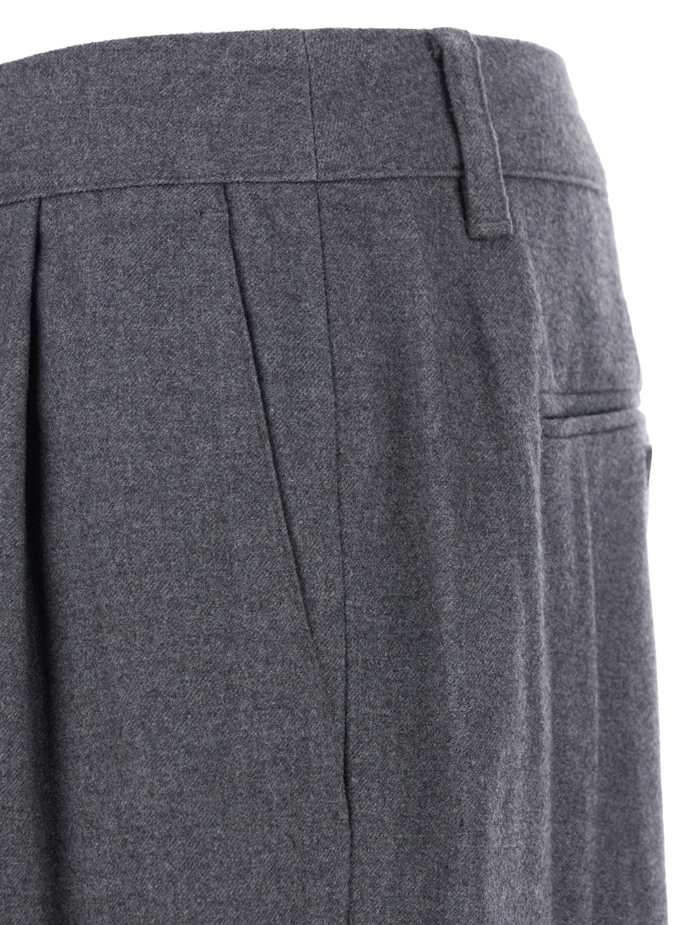 Grey Tailored Trousers with Front Pleats in Fabric Man Polyester Wool Rayon