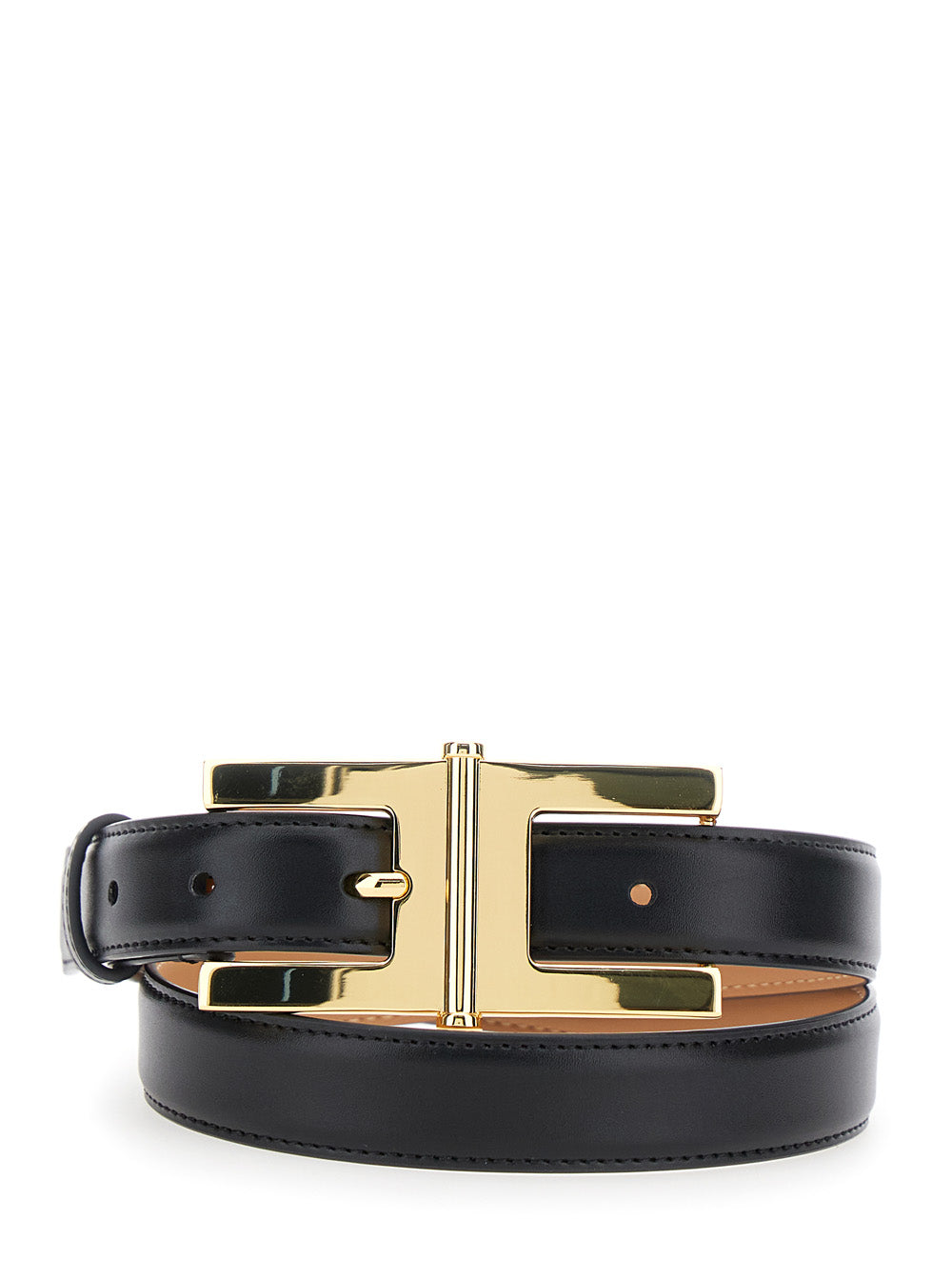 Black Belt With Logo Buckle Ecoleather Woman Polyurethane