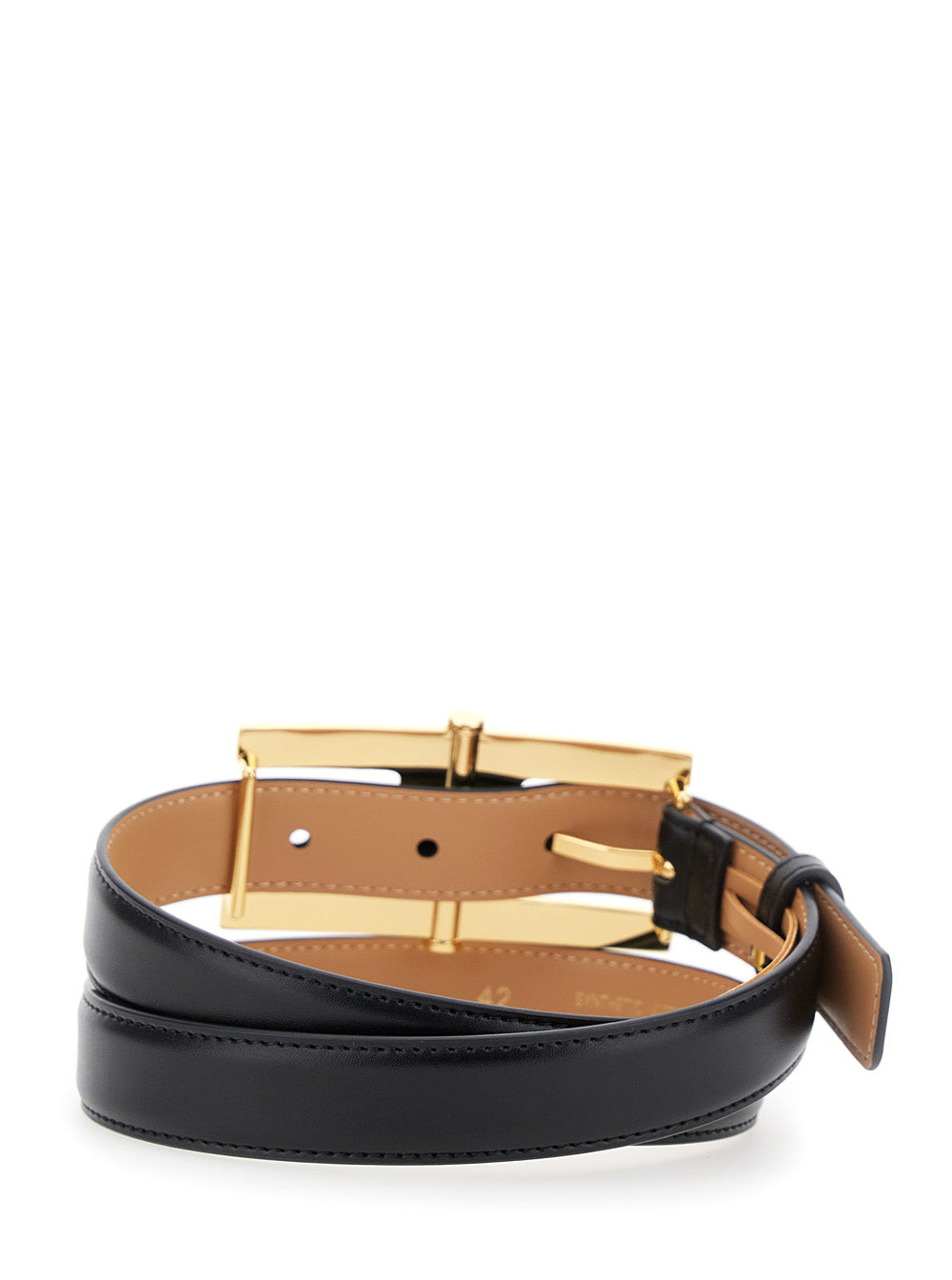 Black Belt With Logo Buckle Ecoleather Woman Polyurethane
