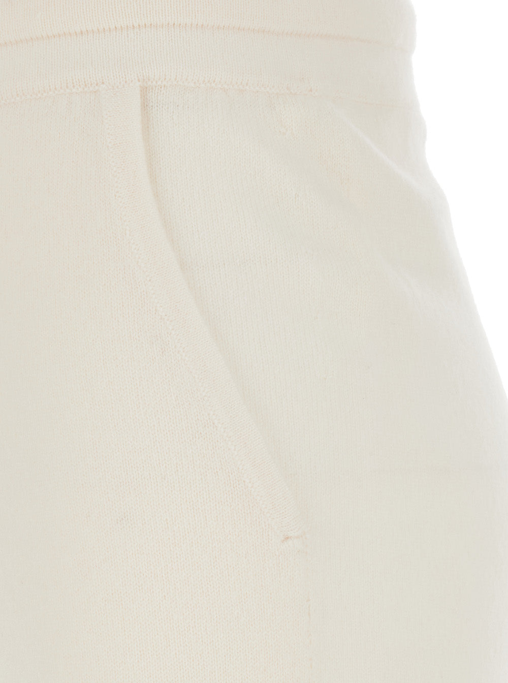 White Pants with Elasticated Waist Drawstring in Fabric Woman Trousers