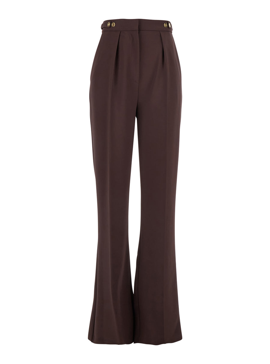 Bordeaux Pants With Jewel Button Details Polyester Trousers