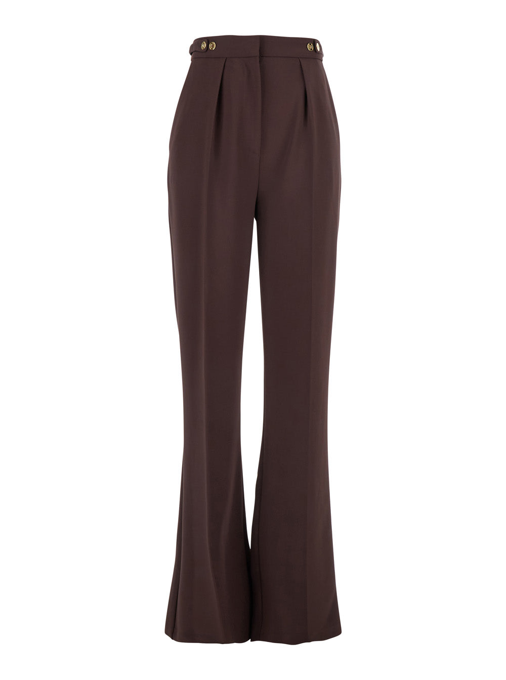 Bordeaux Pants with Jewel Button Embellishments and Pences in Tech Fabric Stretch Woman Polyester Elastane Trousers