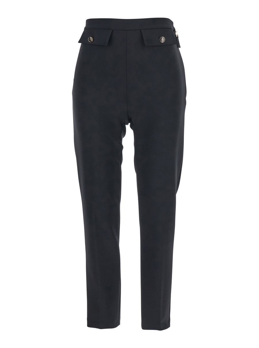 Black Trousers With Flap Pockets Polyester