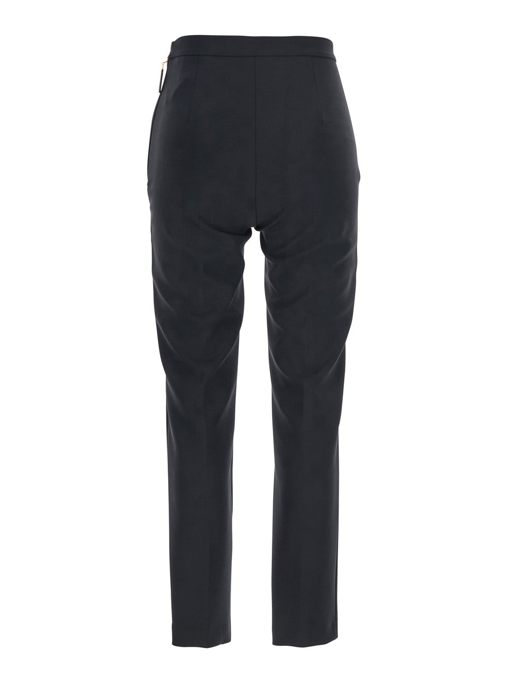 Black Trousers with Flap Pockets in Fabric Woman Polyester Elastane