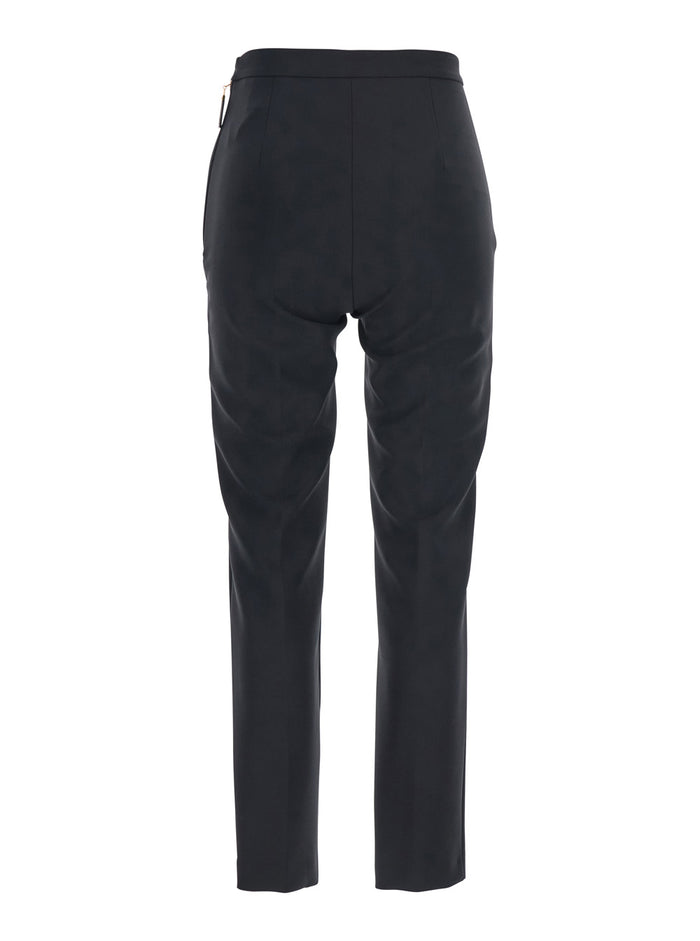 Black Trousers with Flap Pockets in Fabric Woman Polyester Elastane