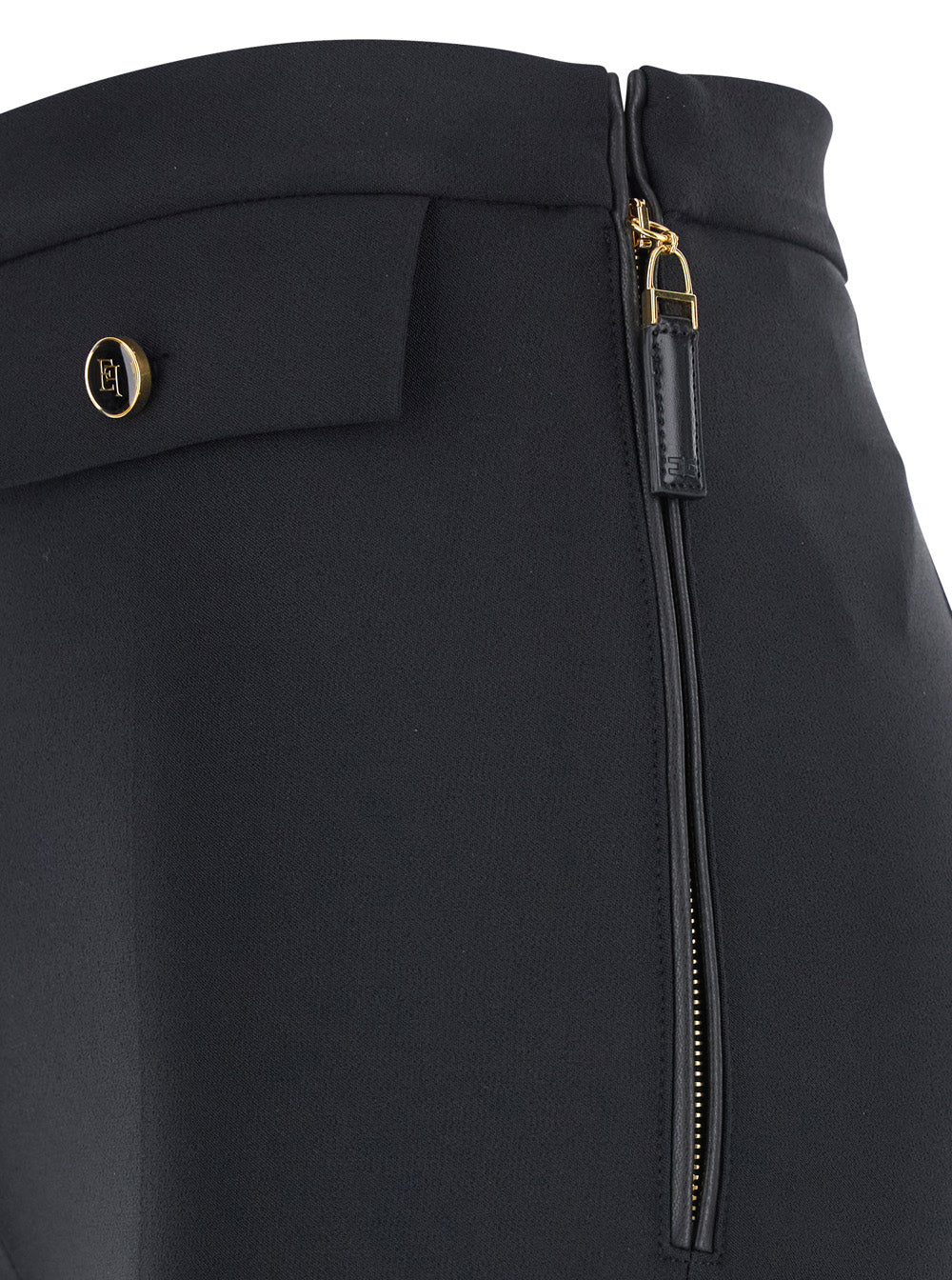 Black Trousers with Flap Pockets in Fabric Woman Polyester Elastane