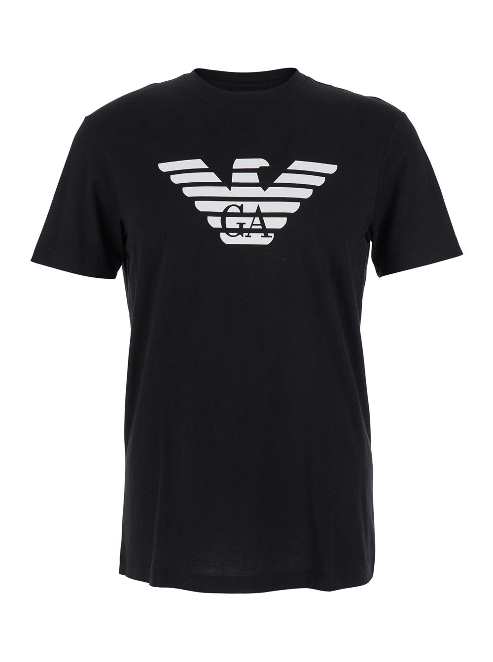 Black Crewneck T-Shirt With Logo Embroidery On The Front Cotton Man Tshirts And Polo Shirts