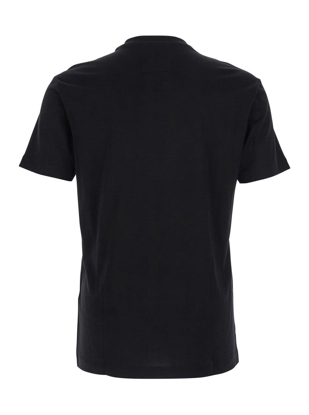 Black Crewneck T-Shirt With Logo Embroidery On The Front Cotton Man Tshirts And Polo Shirts