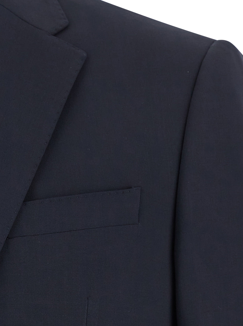 Blue Double-Breasted Suit with Classic Revers in Wool Man Blu Virgin Elastane Suits