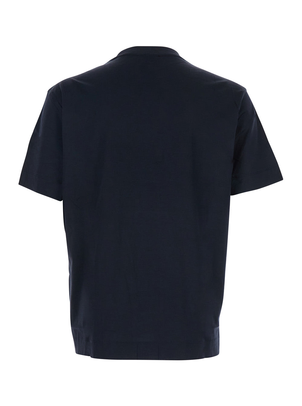 Blue Crewneck T-Shirt With Logo Lettering On The Front Cotton Blend Man Blu Lyocell Tshirts And Polo Shirts