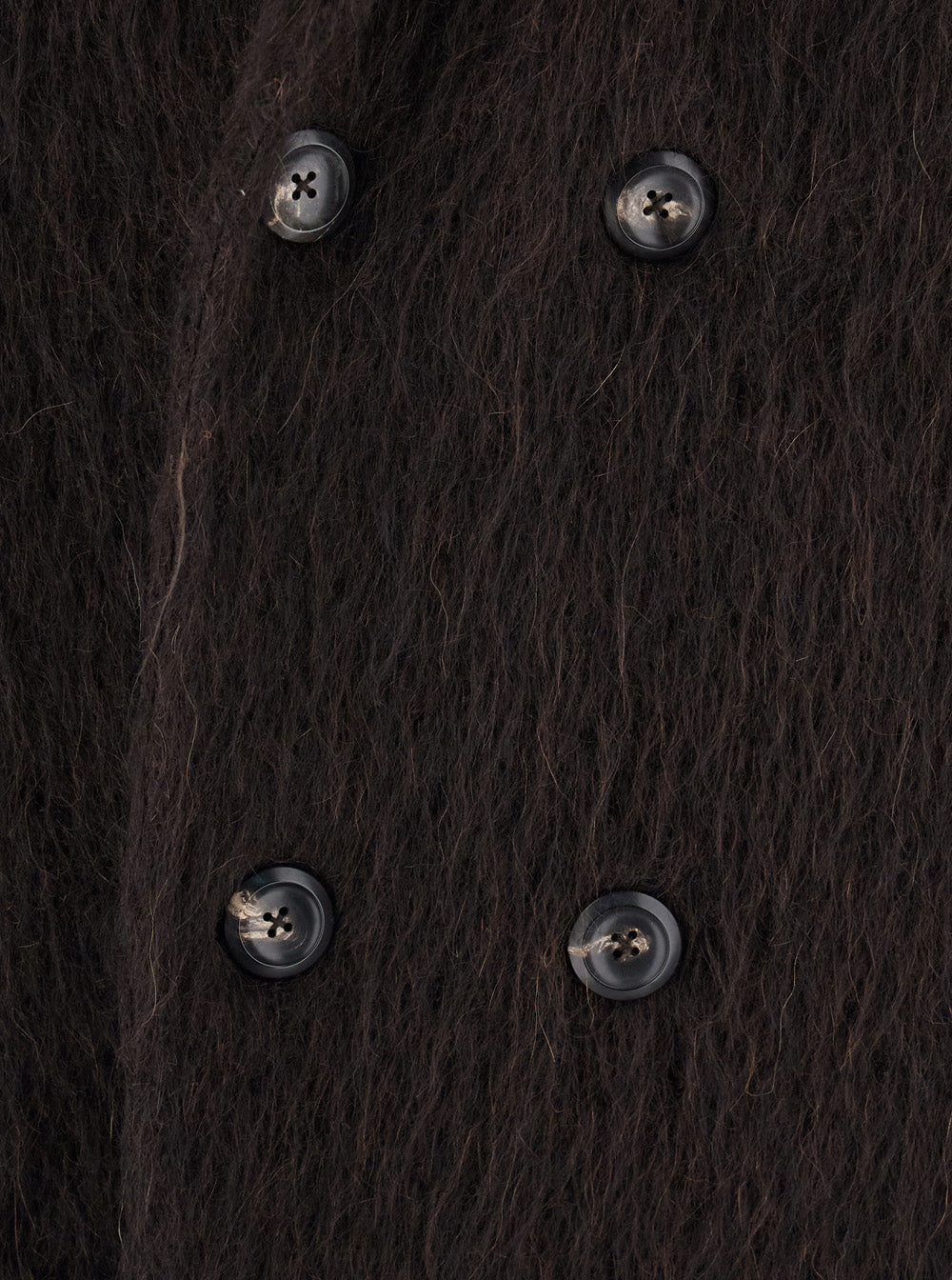 Brown Double-Breasted Coat With Classic Lapels And Brushed Effect Mohair Man Polyamide