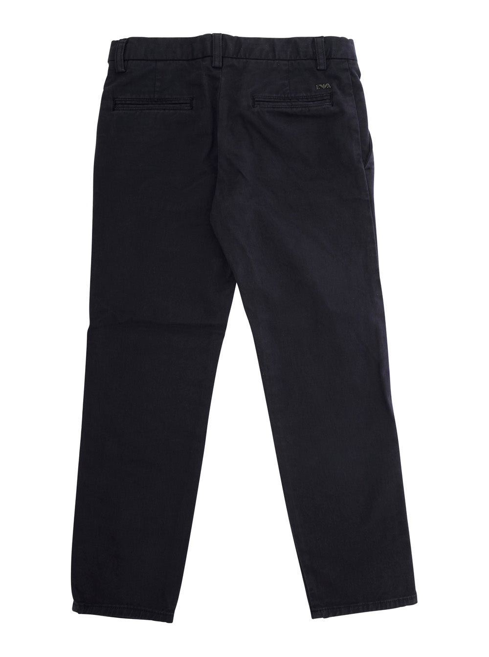 Blue Trousers with Belt Loops and Logo Plate on the Back in Cotton Boy Blu Elastane