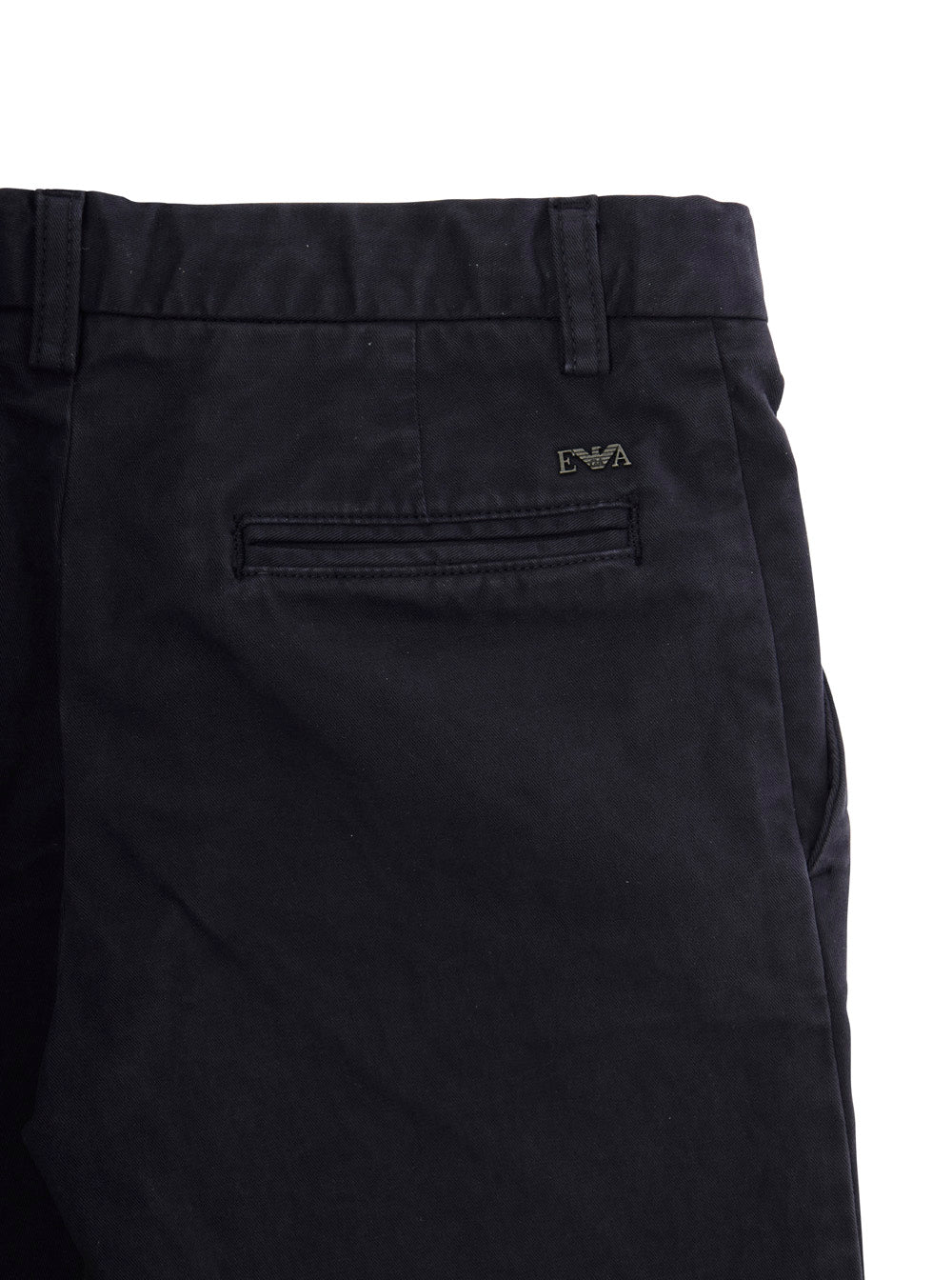 Blue Trousers with Belt Loops and Logo Plate on the Back in Cotton Boy Blu Elastane