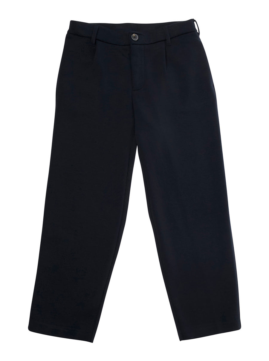 Blue Pants With Belt Loops And Logo Patch Polyester Trousers