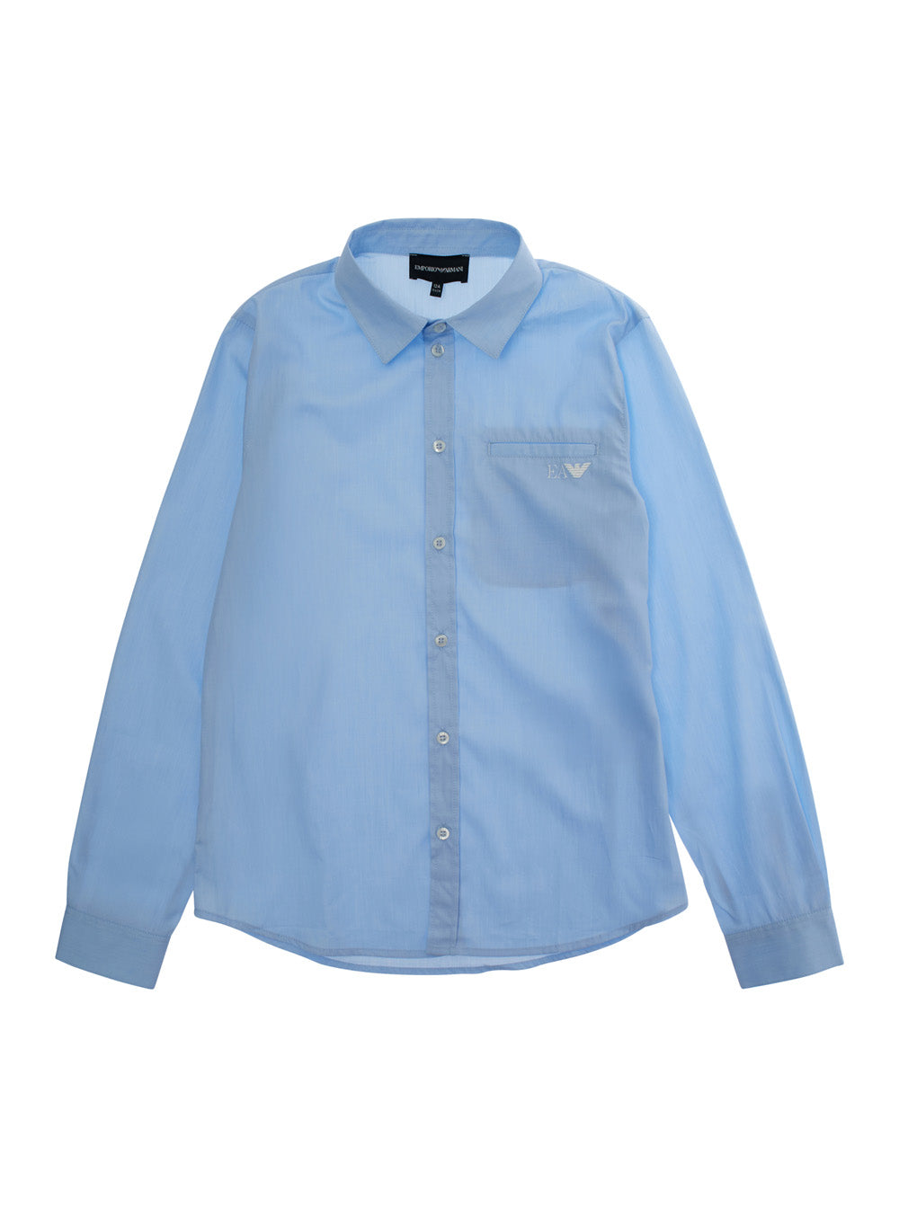 Blue Shirt With Classic Collar And Embroidered Logo On The Front Cotton Boy Blu Blouses