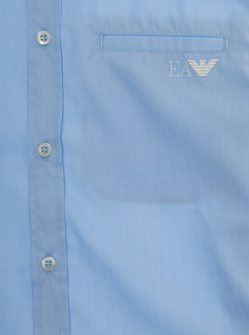 Blue Shirt With Classic Collar And Embroidered Logo On The Front Cotton Boy Blu Blouses