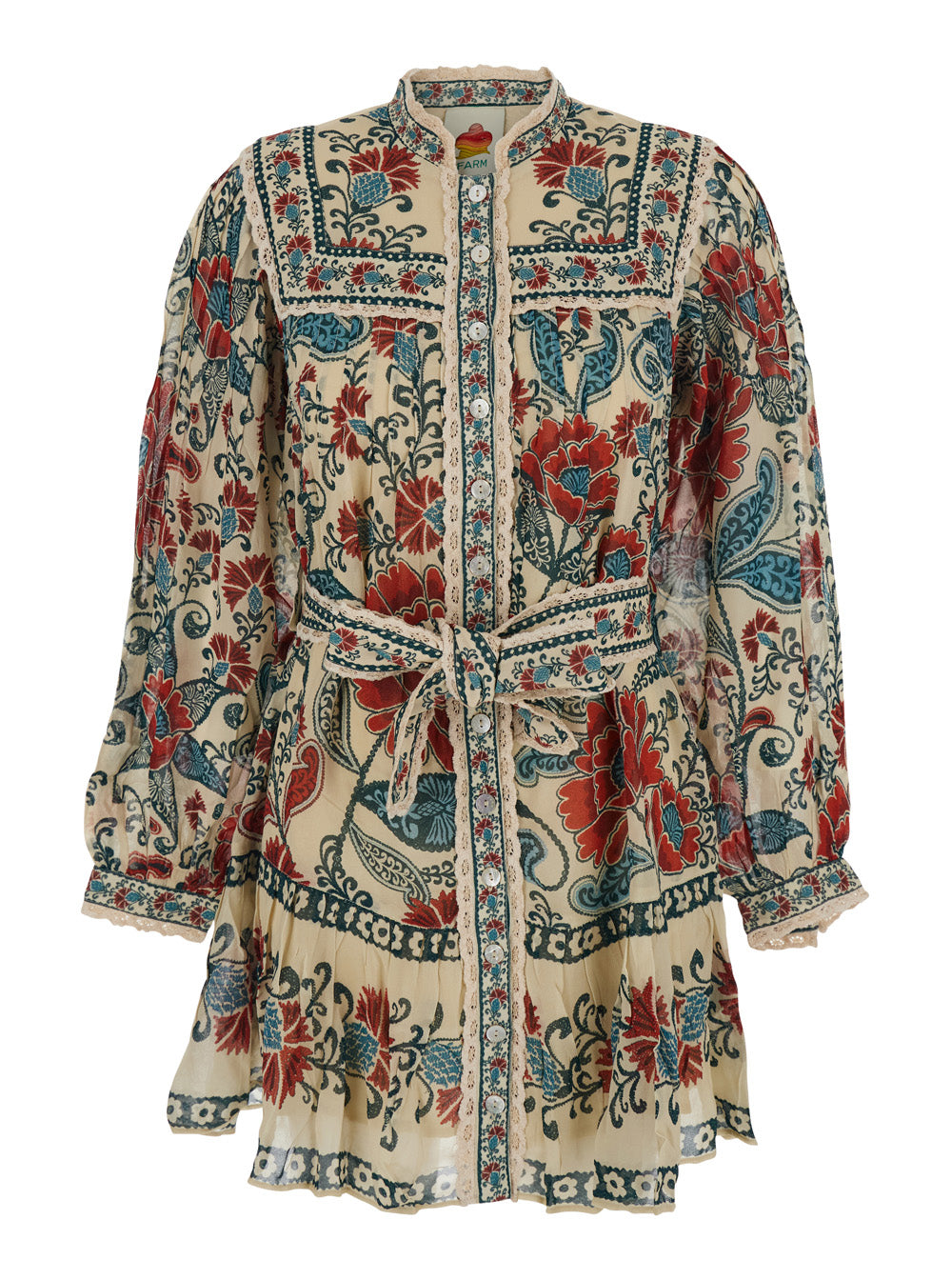 Multicolor Dress With All-Over Floral Print Fabric Woman