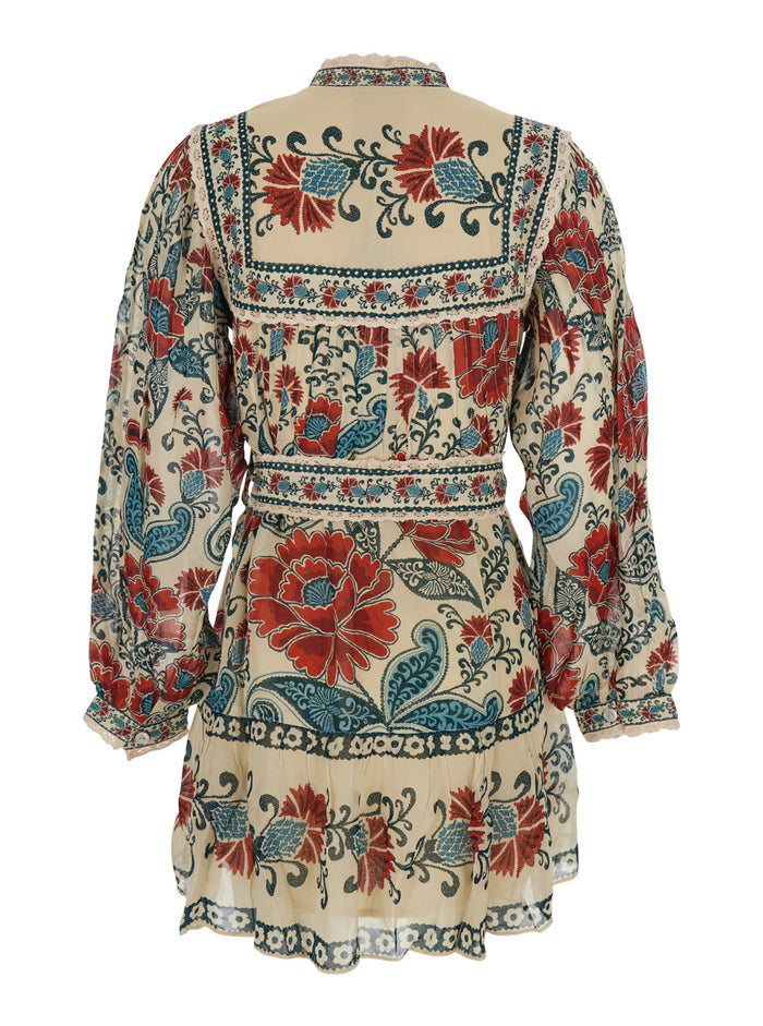 Multicolor Dress With All-Over Floral Print Fabric Woman