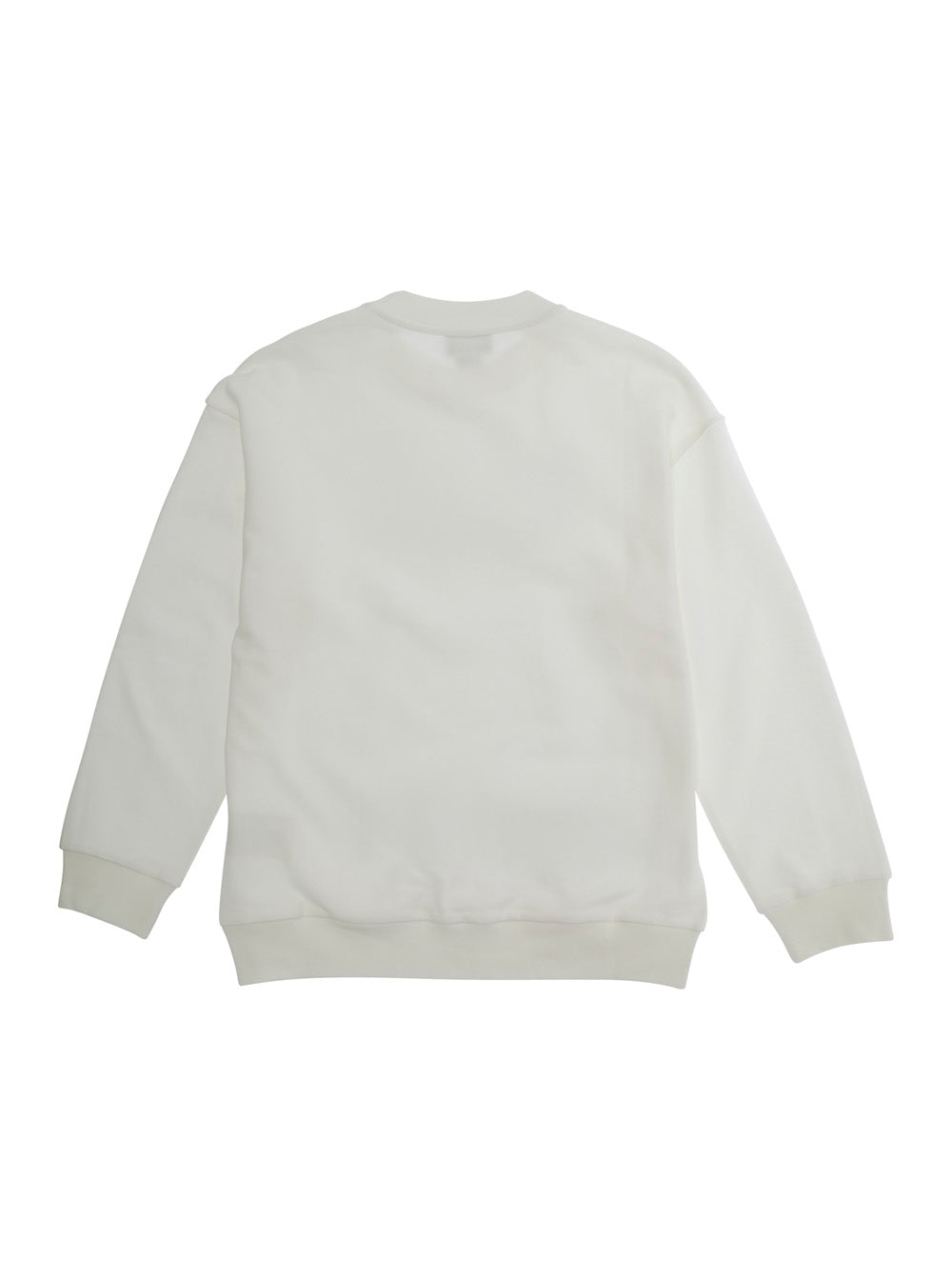 White Sweatshirt with Round Neck and Logo Lettering on the Front in Cotton Girl Sweatshirts