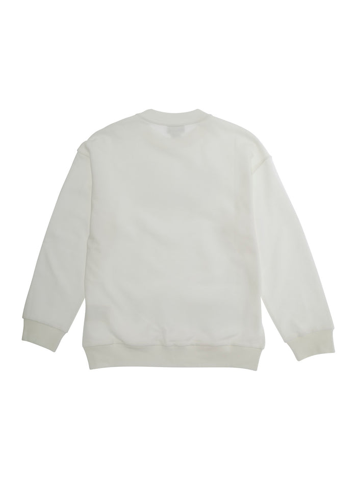 White Sweatshirt with Round Neck and Logo Lettering on the Front in Cotton Girl Sweatshirts
