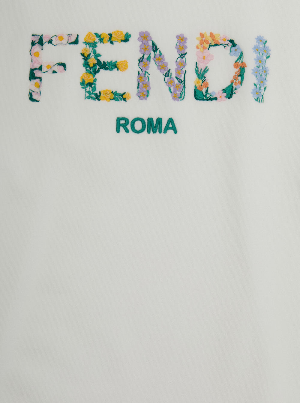 White Sweatshirt with Round Neck and Logo Lettering on the Front in Cotton Girl Sweatshirts