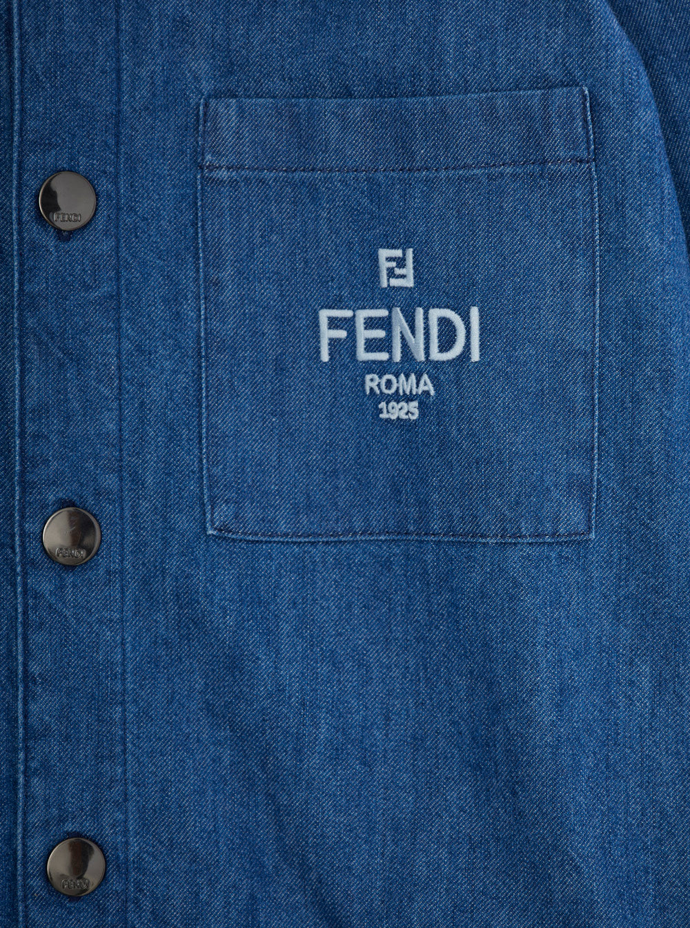 Blue Jacket with Classic Collar and Logo Lettering Embroidery on the Front in Denim Boy Blu Cotton Shirts Blouses