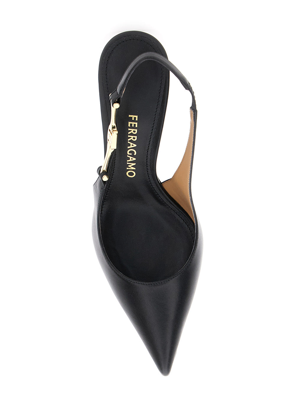 Tally Black Slingback Pumps with Medium Stiletto Heel in Leather Woman Goat Heels