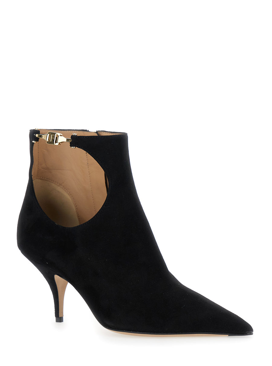 Black Ankle Boots With Cut-Out Detail Goat