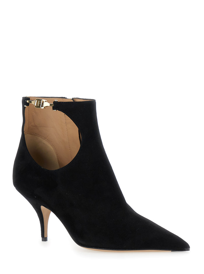 Agia Black Ankle Boots with Cut-Out Detail and Stiletto Heel in Suede Woman Goat