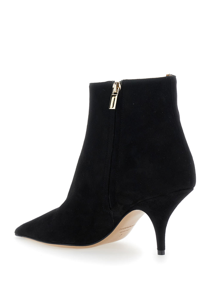 Agia Black Ankle Boots with Cut-Out Detail and Stiletto Heel in Suede Woman Goat